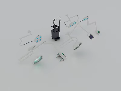 Advanced Medical Devices Including Surgical Lights Device Arms Control Panels And Monitors 3d model