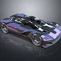 Futuristic Purple Black Concept Sports Car with Streamlined Body And Modern Shiny Wheels