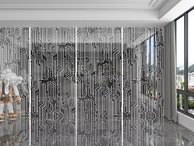 Contemporary Interior Decorative Wall Paneling With Geometric Pattern Design And Stylish Look 3d model