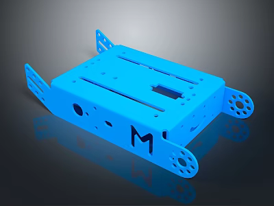 Blue Car Chassis Structure With Structural Brackets And Mounting Holes 3d model