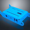 Blue Car Chassis Structure With Structural Brackets And Mounting Holes
