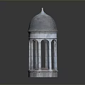 Detailed Domed Gazebo Structure With Textured Columns And Sturdy Base Design