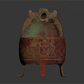 Artistic Vintage Decorative Ornament Set With Red Green Finish Intricate Patterns And Leg Base