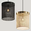 Stylish Black and Gold Pendant Lights With Perforated Mesh Design for Modern Interior