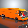 Orange Modern Coach Bus With Streamlined Exterior And Reflective Surface Design 3d model
