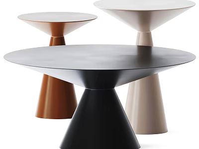 Modern Coffee Tables With Round Tops And Cone Shaped Bases In Black Brown Beige 3d model
