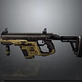 Futuristic Sci-Fi Weapon With Purple Yellow Mechanical Body And Tactical Rail Design