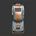 Strongbow Race Car With Light Blue Orange Livery Rear Spoiler And Aerodynamic Body