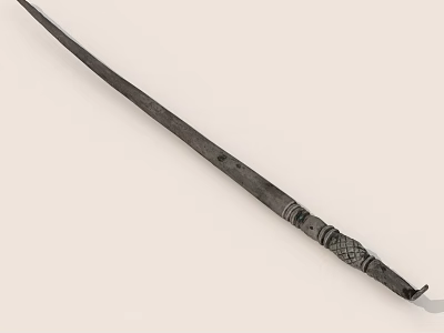 Vintage Metal Dagger With Intricate Carved Handle And Sharp Long Blade 3d model
