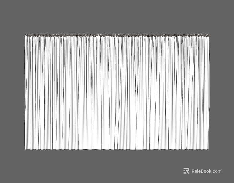 White Vertical Striped Curtains Adding Modern Style To Home Window Decor 3d model 