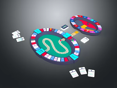 Casino Roulette Table Setup With Colorful Chips And Playing Cards 3d model
