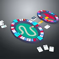 Casino Roulette Table Setup With Colorful Chips And Playing Cards
