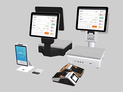 Commercial Equipment for Retail Stores Including Cash Registers Touchscreen Displays and Payment Terminals 3d model