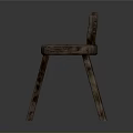 Wooden Chair with Armrest and Upholstered Seat Dark Brown Classic Design Furniture Piece