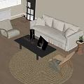 Quiet Sofa Tea Table Combination Sofa Coffee Table 3d model