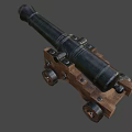 Ancient Cannon As Historical Weapon With Metal Barrel Wooden Carriage And Wheels