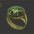 Ornate Gold Ring With Purple Gemstone Featuring Spider Design And Carvings