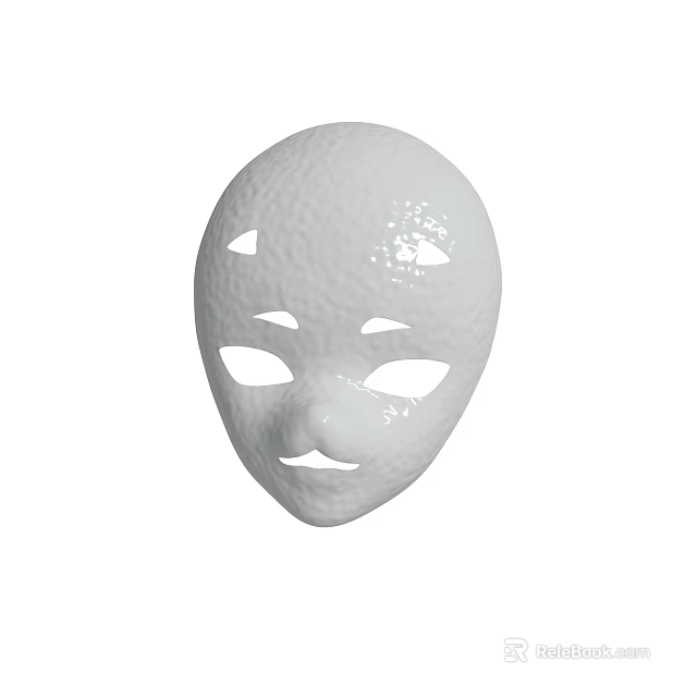 White Textured Mask With Hollow Eye Nose And Mouth Design 3d model 