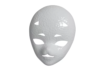 White Textured Mask With Hollow Eye Nose And Mouth Design 3d model
