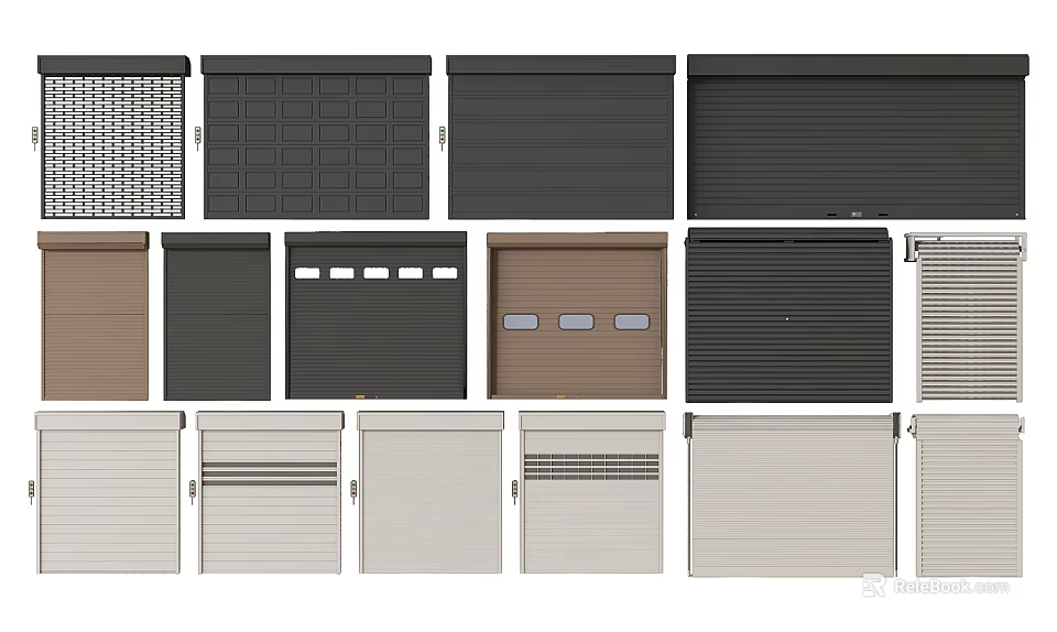 Diverse Roller Shutter Designs In Multiple Colors And Patterns For Various Uses 3d model 