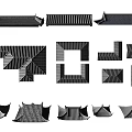 Various Architectural Component Designs With Striped Patterns And Different Shapes