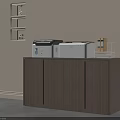 Modern Wooden File Cabinet With Printers And Document Organizer On Top
