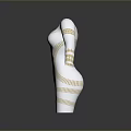 Elegant White Daily Dress with Gold Decorative Patterns on Sleeves and Waist