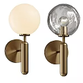 Modern Wall Sconces With Brass Base And Transparent Globe Glass Shade For Indoor Home Lighting Decor