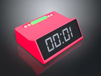 Red Digital Timer Device With Display Screen And Button Controls For Timekeeping 3d model