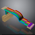 Colorful Curved Scene Component Model With Rainbow Stripes Wooden Base And Purple Blocks
