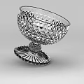Technology Exhibition Hall Displaying Crystal Bowl With Intricate Diamond Cut And Radial Base Design