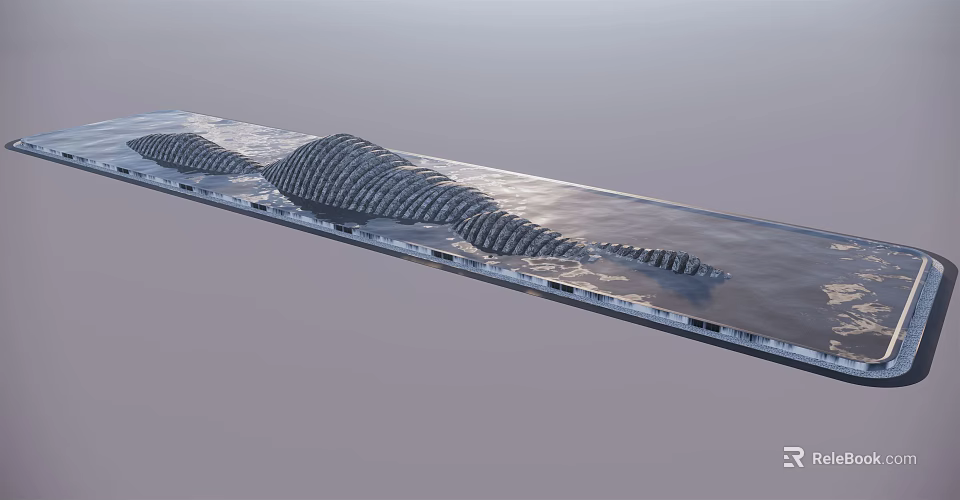 Garden Ornaments And Landscape Features Modern Curved Design With Water Elements And Greenery 3d model 