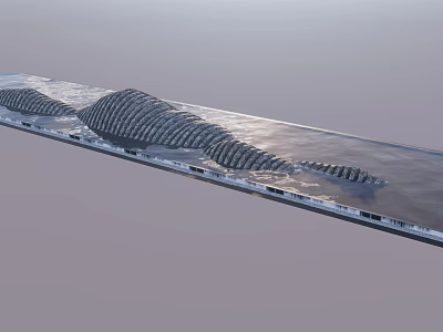 Garden Ornaments And Landscape Features Modern Curved Design With Water Elements And Greenery 3d model
