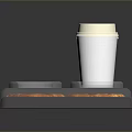 Starbucks Coffee Cup Holder Tray With Two Disposable Cups And Coasters 3d model