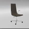 Modern Brown Upholstered Office Chair with Armrests Metal Base and Wheels