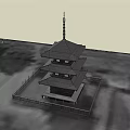 Traditional Multi tiered Pagoda With Elegant Eaves Golden Decorations And Black Fence