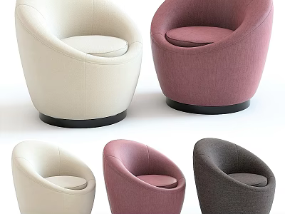 Modern Round Design Leisure Chairs In Beige Pink And Dark Gray With Black Base 3d model