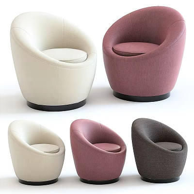 Modern Round Design Leisure Chairs In Beige Pink And Dark Gray With Black Base 3d model