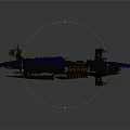 Military Vehicle with Blue and Gray Paint Yellow Wings Top Radar Equipment and Complex Structure