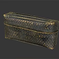 Woven Decorative Tissue Box With Blue And Gold Braided Texture For Home Use