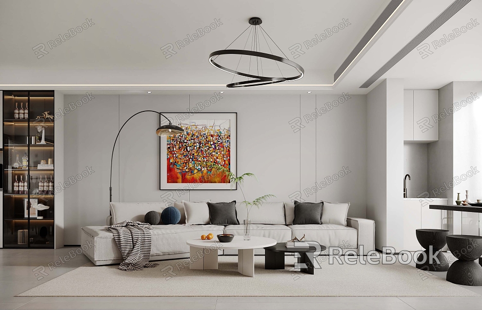 Modern Living Room Combination Sofa Floor Lamp Simple Black and White Grey Guest Restaurant G093 model