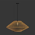 Lush Green Indoor Plant Illuminated By Stylish Orange Woven Pendant Light Fixture