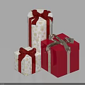 Festive Gift Boxes In Red And White With Decorative Bows And Patterns