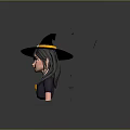 Witch Themed Game And Movie Character With Black Hat Yellow Belt And Bats
