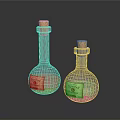 Decorative Glass Potion Bottles With Cork Stoppers Pink And Green Liquids
