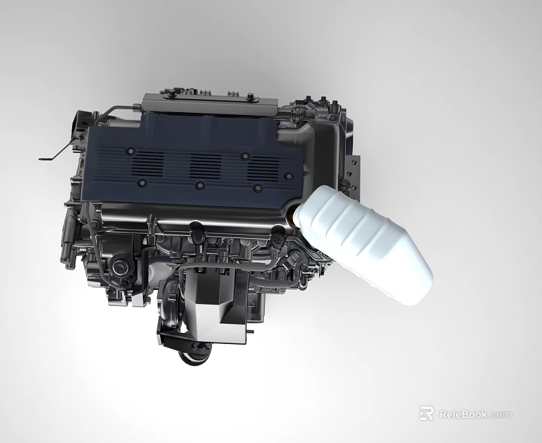 Automotive Engine Mechanical Structure With Cylinder Head And Intake Components 3d model 
