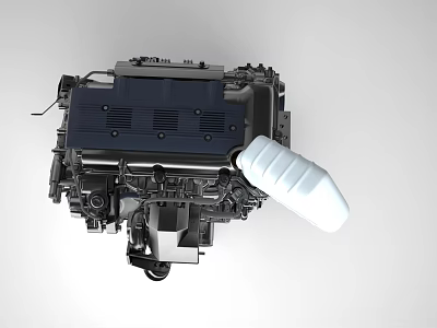 Automotive Engine Mechanical Structure With Cylinder Head And Intake Components 3d model