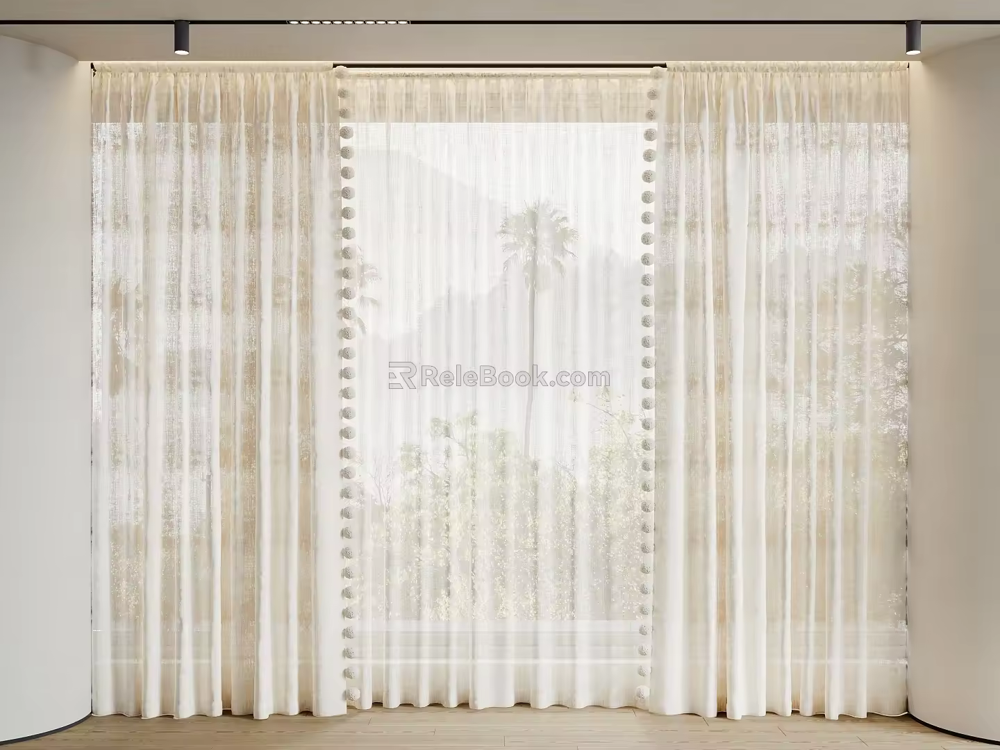 Modern Curtain Window Screen Pleated Curtain 3d model