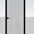 Modern Hinged Door Featuring Vertical Striped Glass Panel And Black Frame 3d model