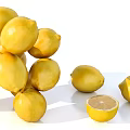Fresh Yellow Lemons With Whole And Sliced Fruits On White Surface